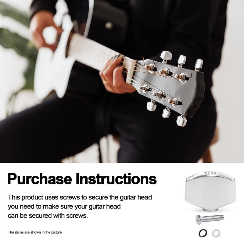 MAXCHEER 6PCS Metal Big Square Shape Acoustic Classical Guitar Tuning Keys Machine Head Replacemen Buttons knob Handle Tip (Chrome) - Image 3